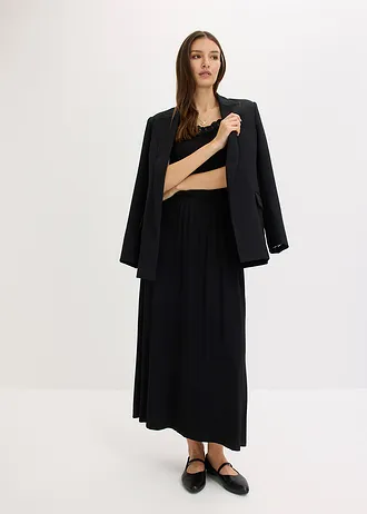 Jersey jurk met kant, Kleur: zwart