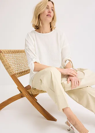 Halenka se strukturou a krajkovým pásem • přírodní bílá • bonprix obchod