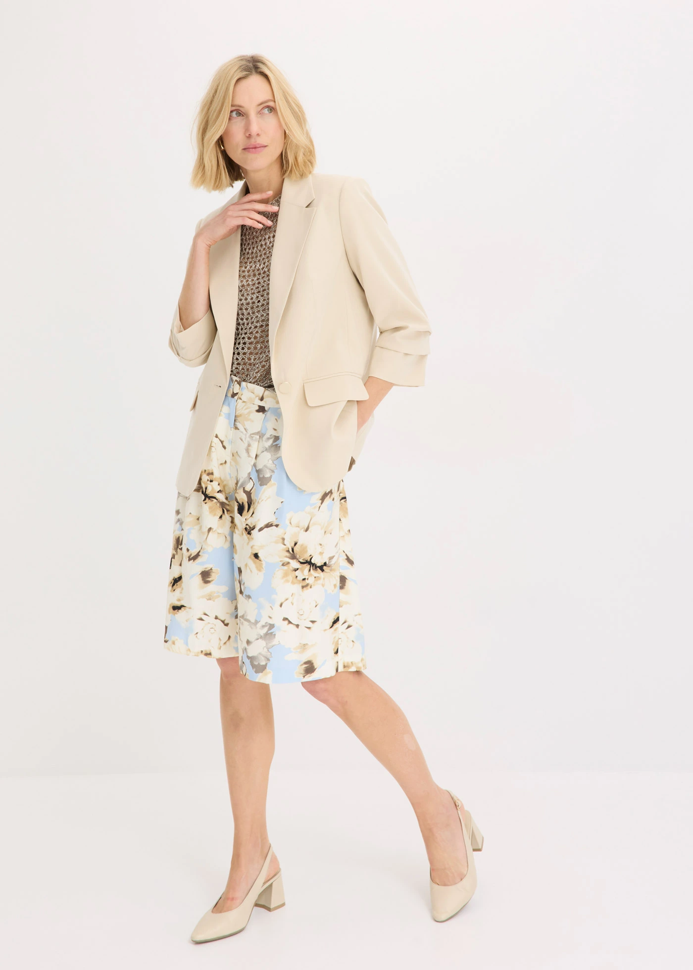 Volný blejzr s 3/4 rukávy, z viskózy • světle písková • bonprix obchod