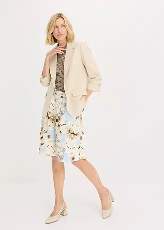 Casual blazer van viscose met 3/4 mouwen, Kleur: lichtsand