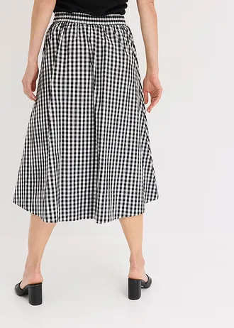 Midi rok van puur katoen, Kleur: zwart-wolwit geruit