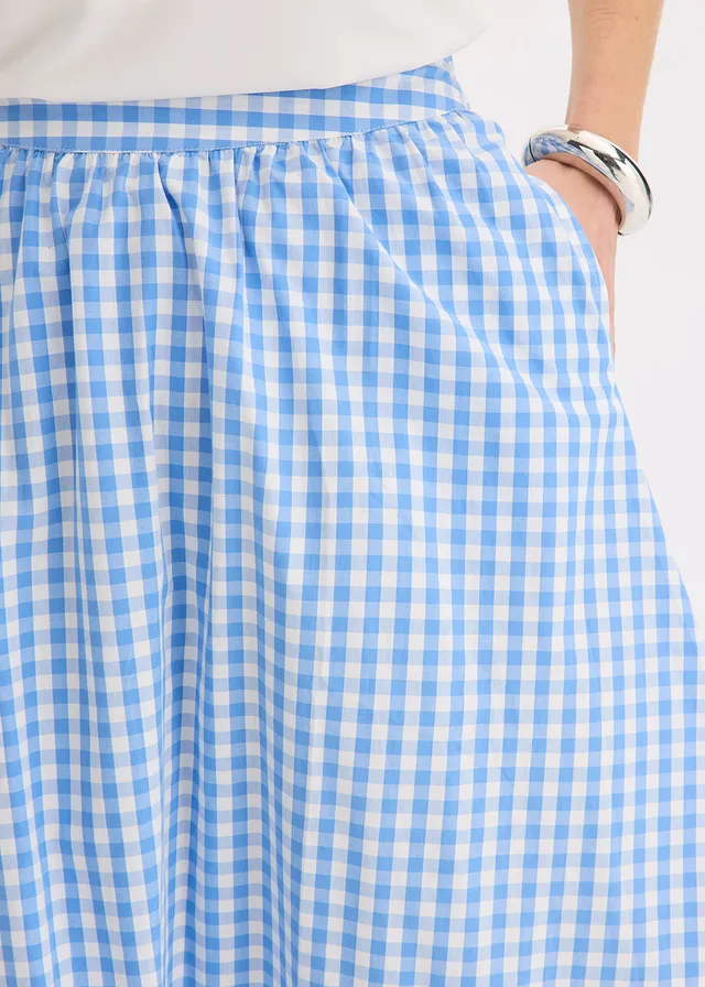Midi rok van puur katoen • middenblauw-wolwit geruit • product-page.page-title-suffix