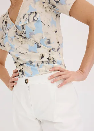 Body s nařasením • pudrově modro-béžová s květy • bonprix obchod