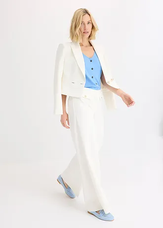 Top met knopen voor, Kleur: middenblauw