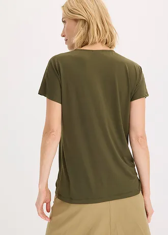 T-shirt z ozdobnym kółeczkiem • ciemny oliwkowy • sklep bonprix