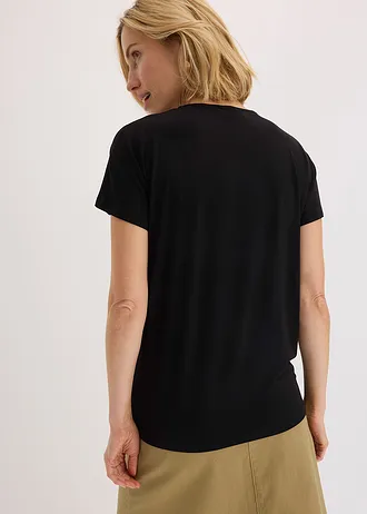 Tričko s ozdobným kroužkem • černá • bonprix obchod