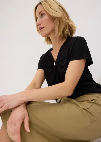 Tričko s ozdobným kroužkem • černá • bonprix obchod