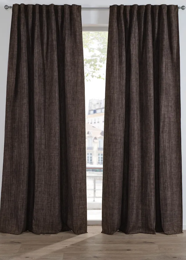 Verduisterend gordijn met elegante structuur (1 stuk), Kleur: bruin