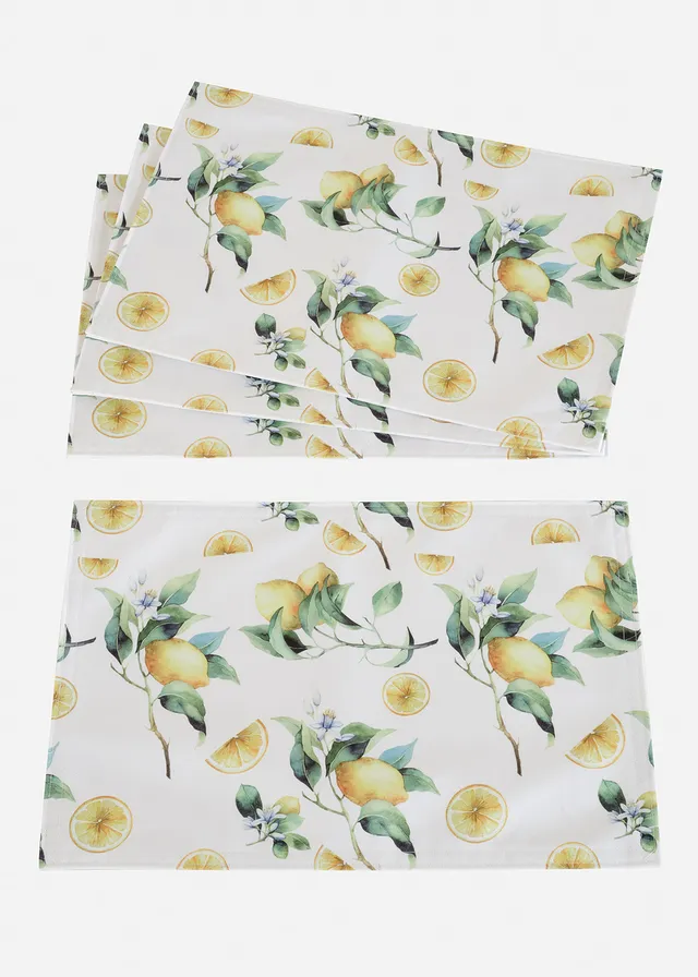 Placemats (set van 4) met citroenprint • wit-geel • bonprix online shop