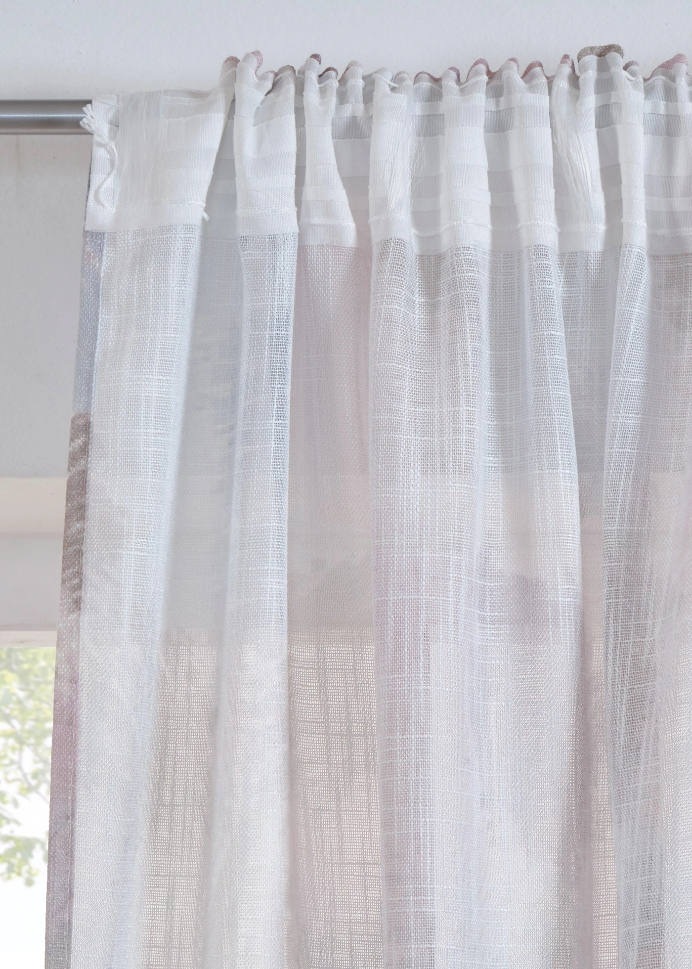 Gordijn van gerecycled polyester met print (1 stuk) • crème-sand • bonprix online shop