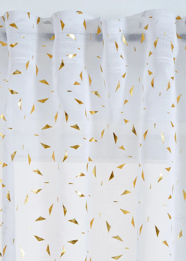Transparant gordijn, Kleur: wit-goudkleur
