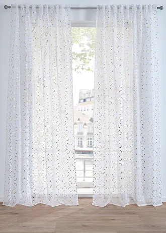 Transparant gordijn • wit-goudkleur • bonprix online shop
