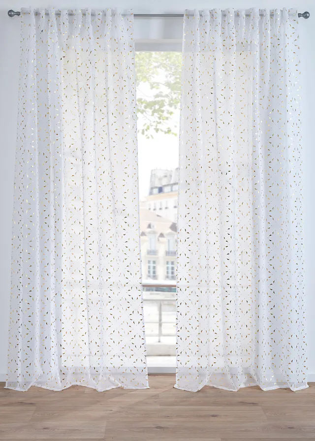 Transparant gordijn • wit-goudkleur • bonprix online shop