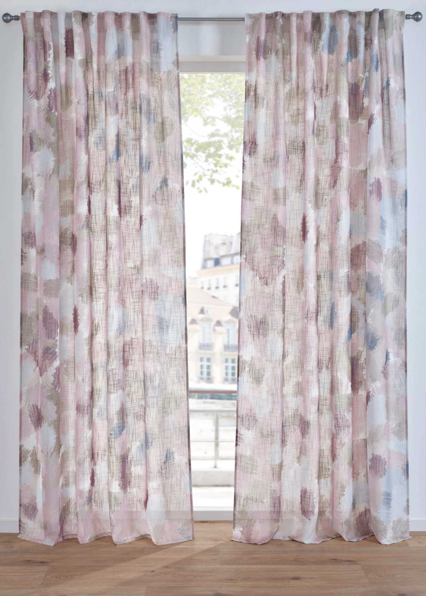 Gordijn van gerecycled polyester met print (1 stuk) • crème-sand • bonprix online shop