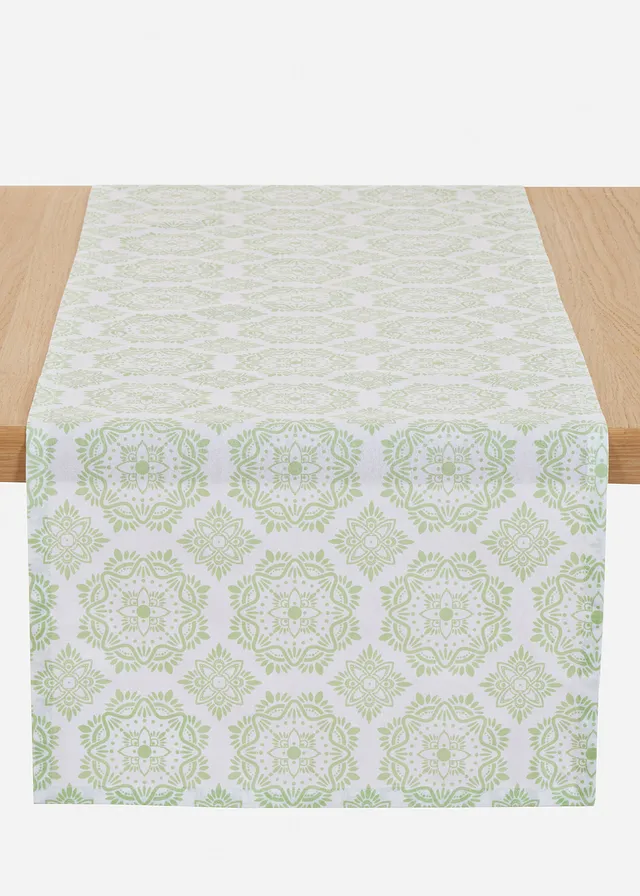 Tafelloper met ornamenten • saliegroen • bonprix online shop