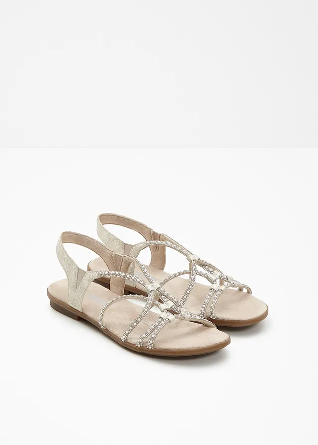 Sandales Rieker confortables avec strass, Couleur: champagne
