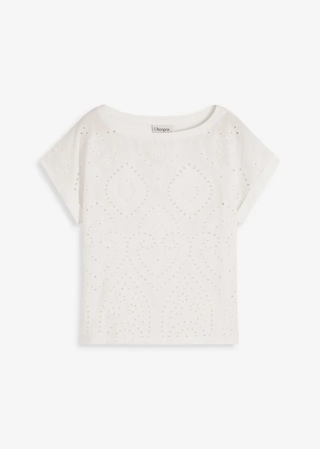 Shirt met broderie anglaise