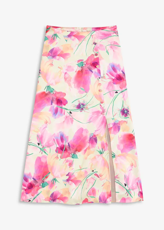 Fustă maxi din satin cu nasturi decorativi