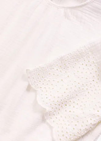 Šaty z mušelínu s dírkovanou výšivkou • přírodní bílá • bonprix obchod