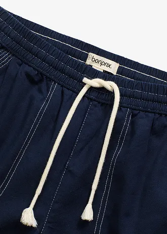 Lichte twill broek met een koord en naden in een contrastkleur • donkerblauw-ecru • bonprix online shop