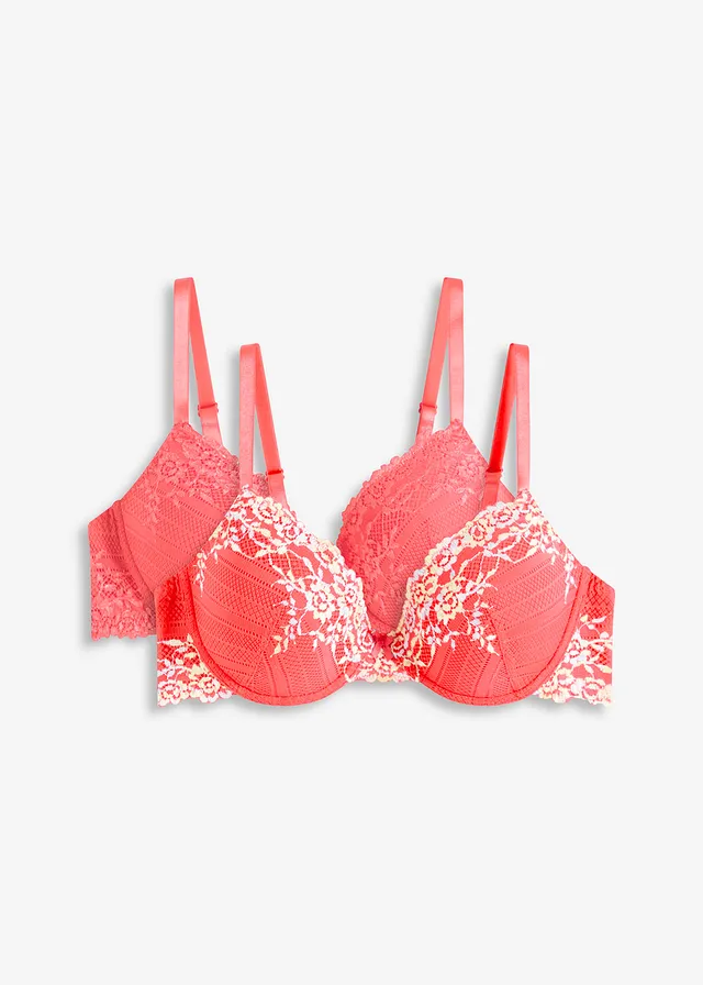 Sutien cu burete cu dantelă multicoloră (set/ 2 buc)
