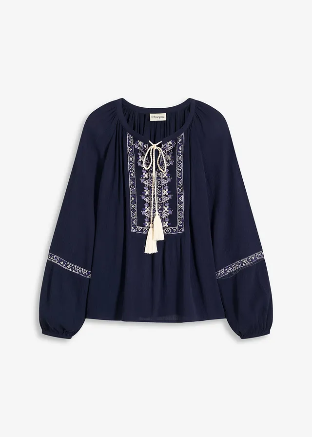 Bluză oversize cu broderie