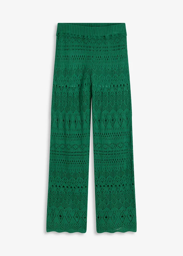 Pantalon en maille ajourée à taille élastiquée