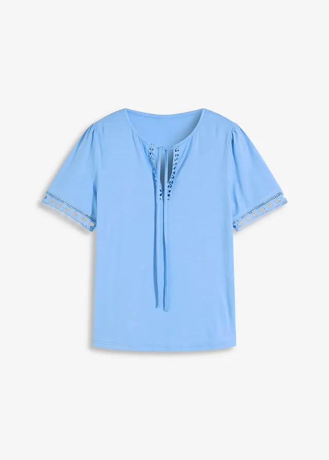 Shirt tuniek met kanten lint, Kleur: middenblauw