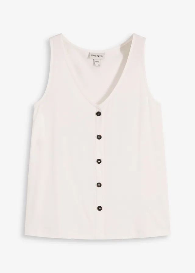 Top met knopen voor, Kleur: wolwit