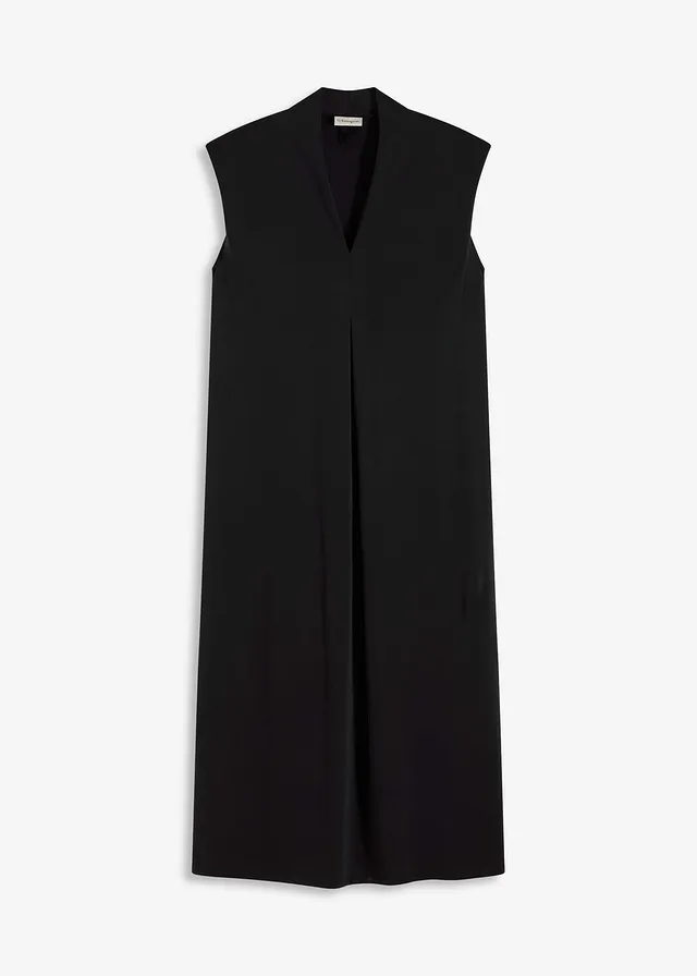 Robe en jersey viscose avec épaulettes, Couleur: noir