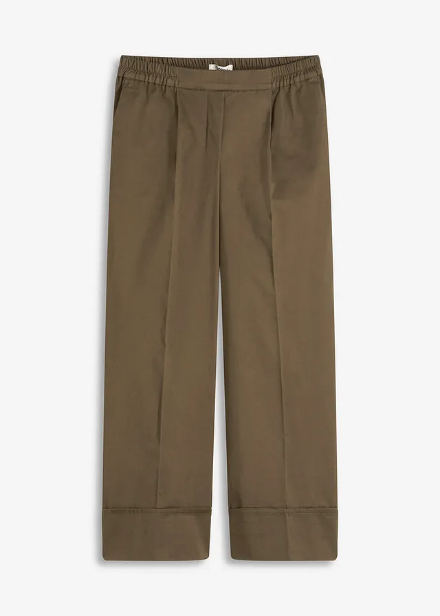 Pantaloni cu pense din material elastic cu bumbac