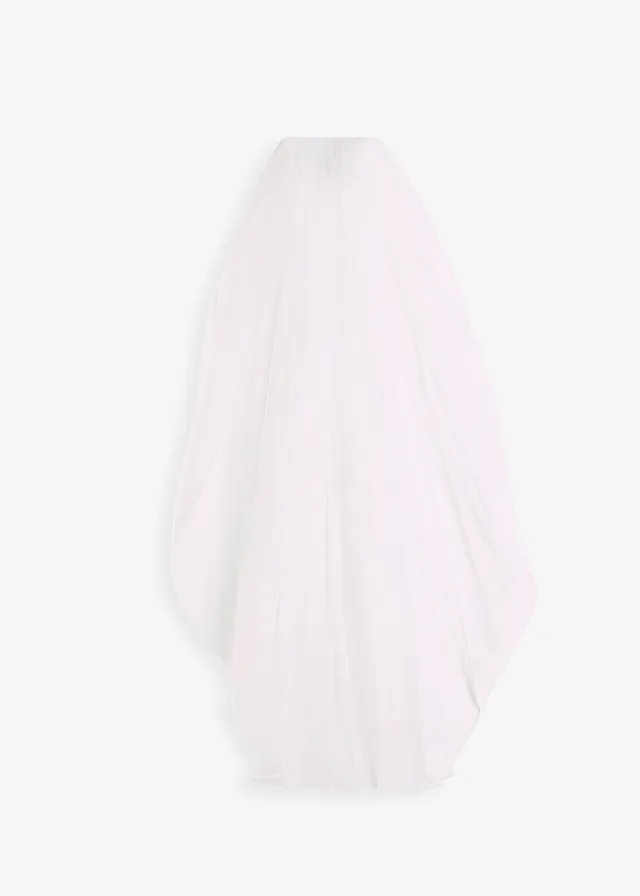 Bruidssluier van transparant materiaal, Kleur: wit 70cm