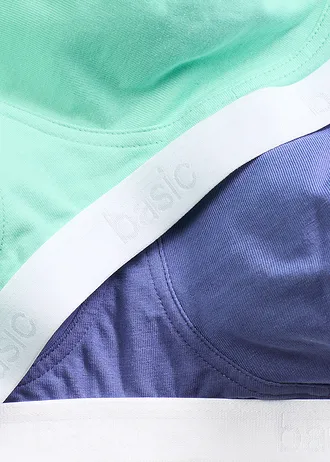 T-shirt bh zonder beugels (set van 2) met biologisch katoen • mentholblauw/donker pacific • bonprix online shop