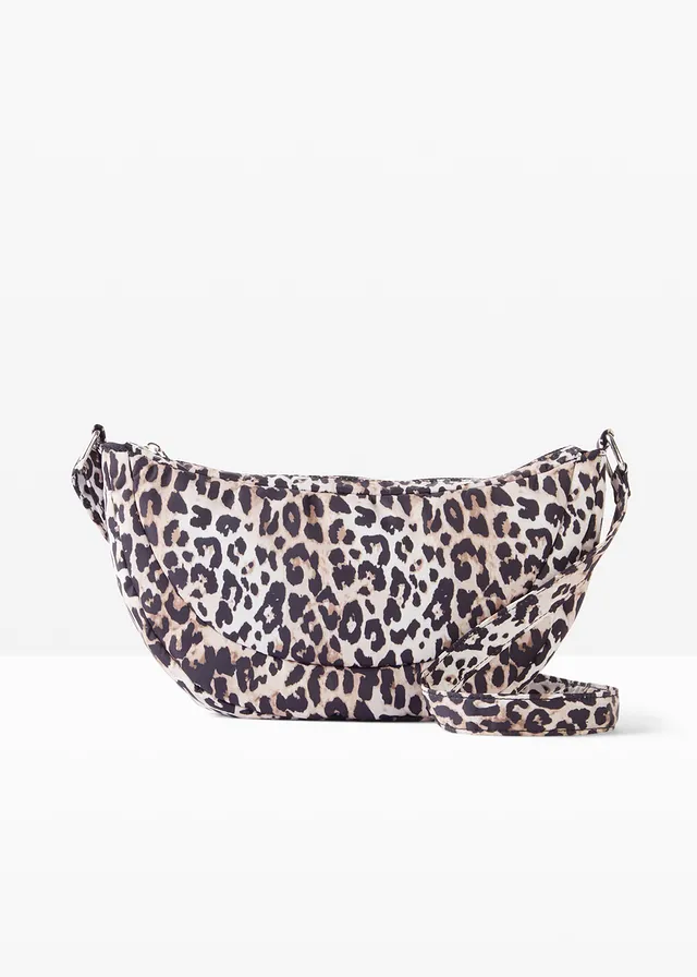 Schoudertas, Kleur: natuurbeige-bruin-zwart met luipaardprint