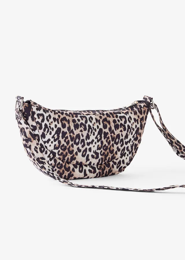 Schoudertas, Kleur: natuurbeige-bruin-zwart met luipaardprint