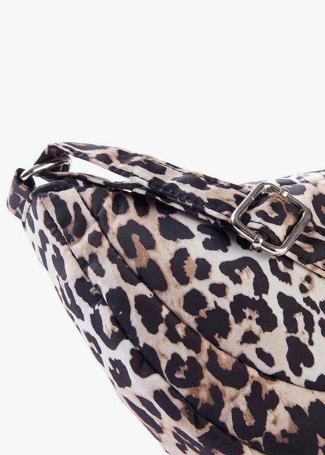Schoudertas, Kleur: natuurbeige-bruin-zwart met luipaardprint