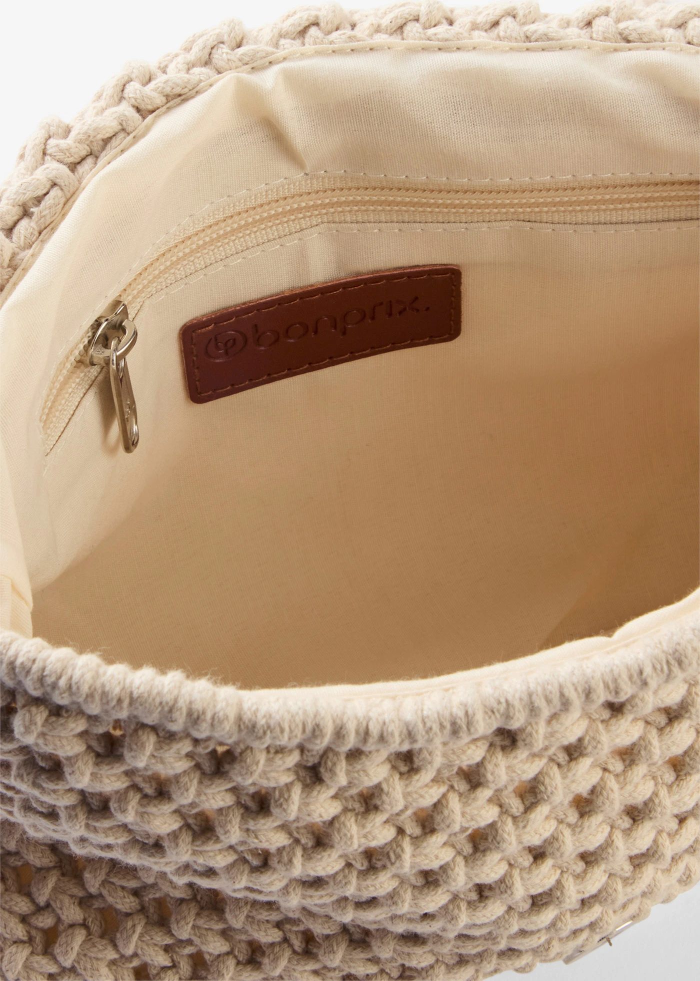 Geantă de umăr din macrame • bej natur • magazin bonprix