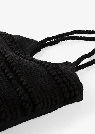 Geantă shopper cu aspect texturat, din bumbac • negru • magazin bonprix