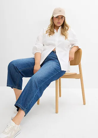 Baggy džíny Mid Waist Super Soft, zkrácené • modrá stone used plus size • bonprix obchod