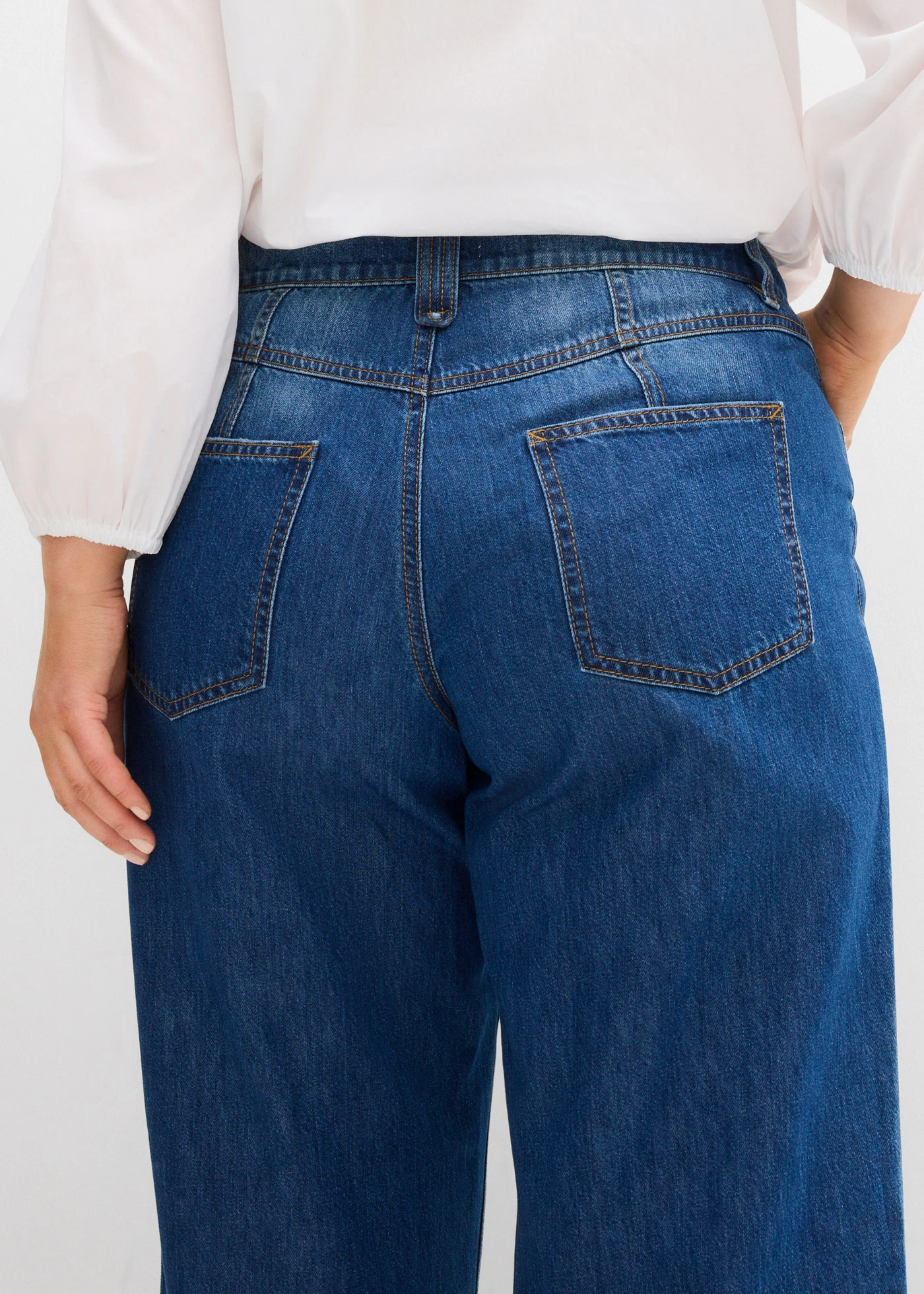 Baggy džíny Mid Waist Super Soft, zkrácené • modrá stone used plus size • bonprix obchod