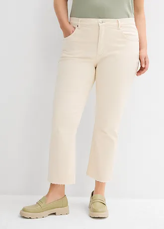 Bootcut jeans high waist, cropped, Kleur: ecru denim