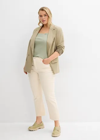 Bootcut jeans high waist, cropped, Kleur: ecru denim