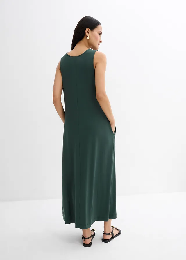 Robe midi trapèze, Couleur: vert feuille