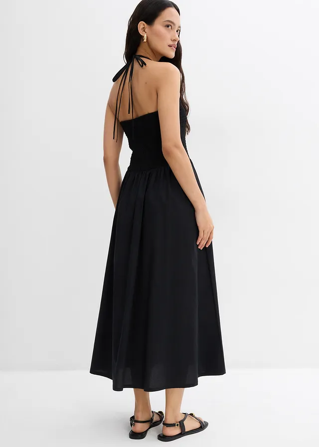Robe midi avec bretelles multi-positions, Couleur: noir