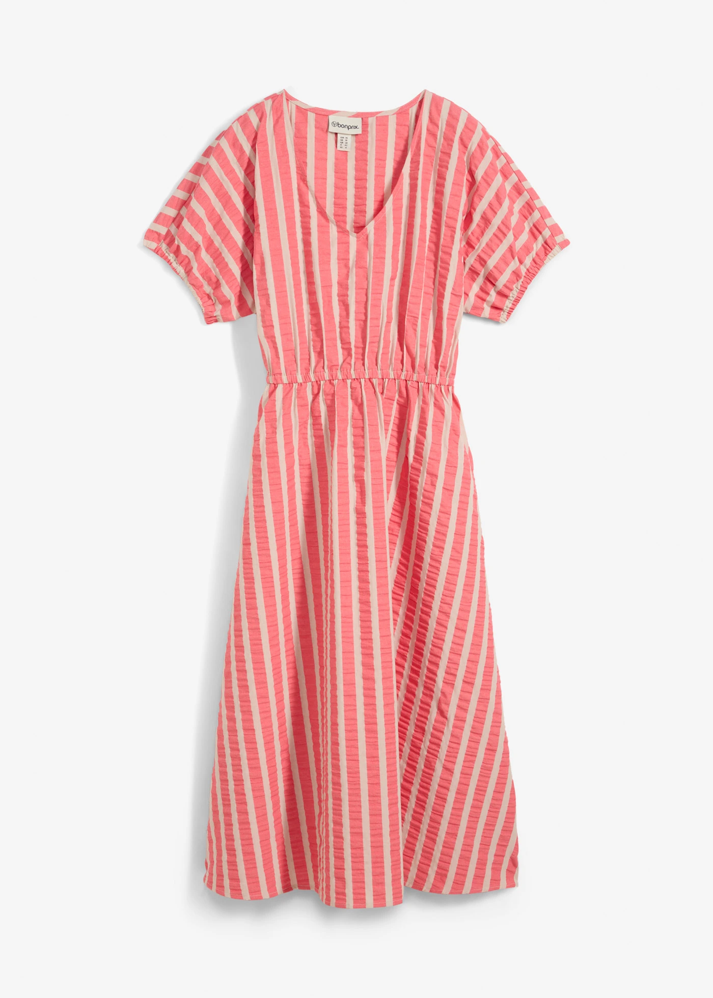 Rochie din bumbac 100% • pink deschis/bej nisipiu mat cu dungi • magazin bonprix