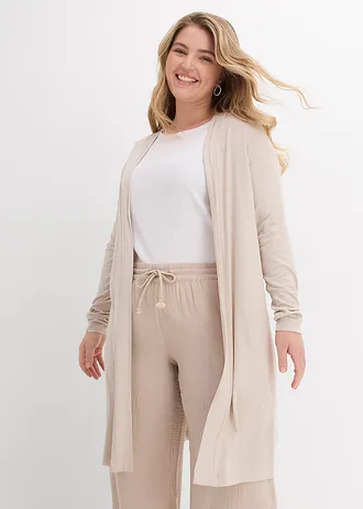 Lang shirtvest van zachte viscose, Kleur: steengrijs