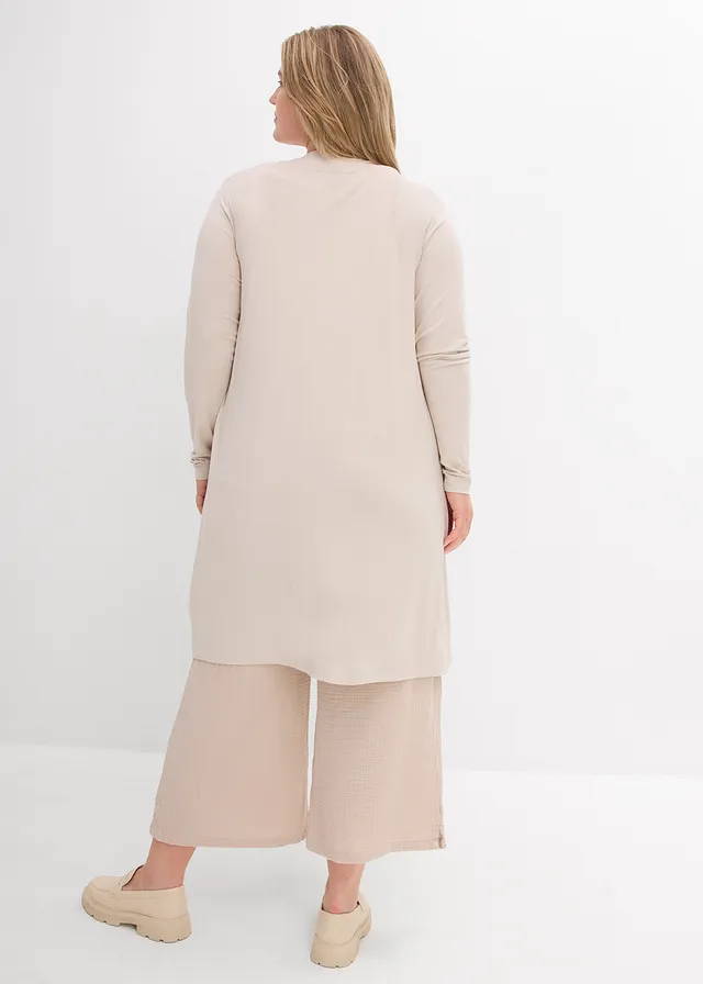 Gilet long et doux, Couleur: gris pierre