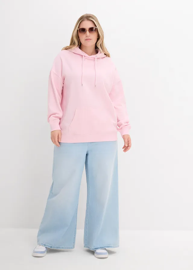 Sweat à capuche oversize, Couleur: rose cristal