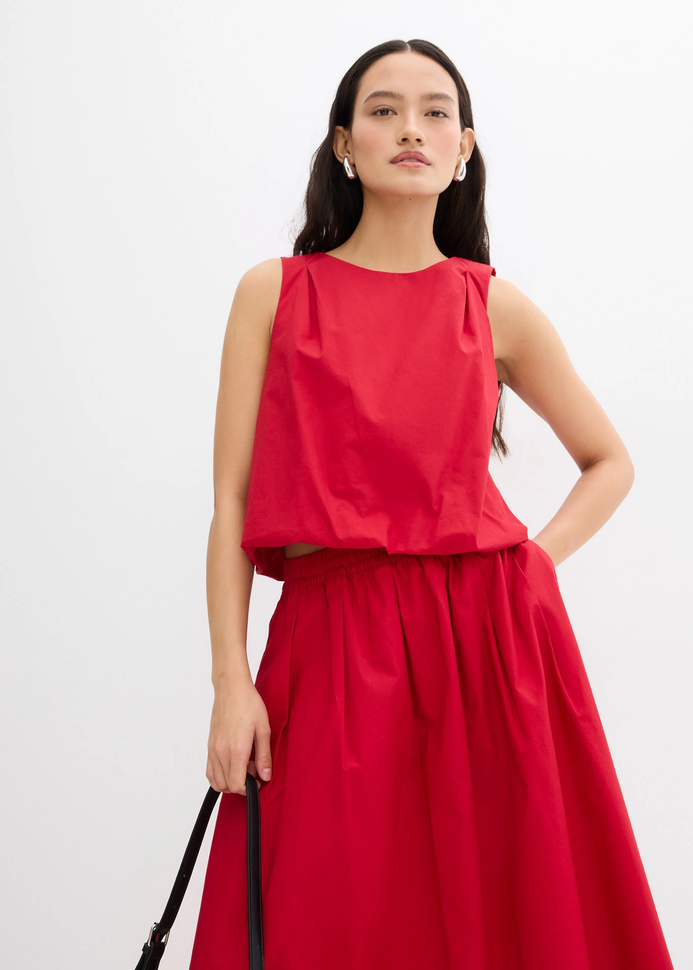 Midi sukňa z čistej bavlny • čili červená • obchod bonprix