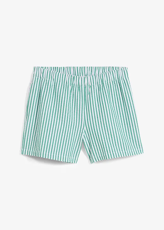 Pantaloni scurți cu dungi, cu șiret și elastic în talie, din bumbac 100%